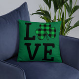 Plaid Shamrock Love Throw Pillow