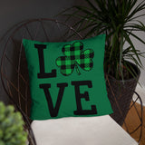 Plaid Shamrock Love Throw Pillow